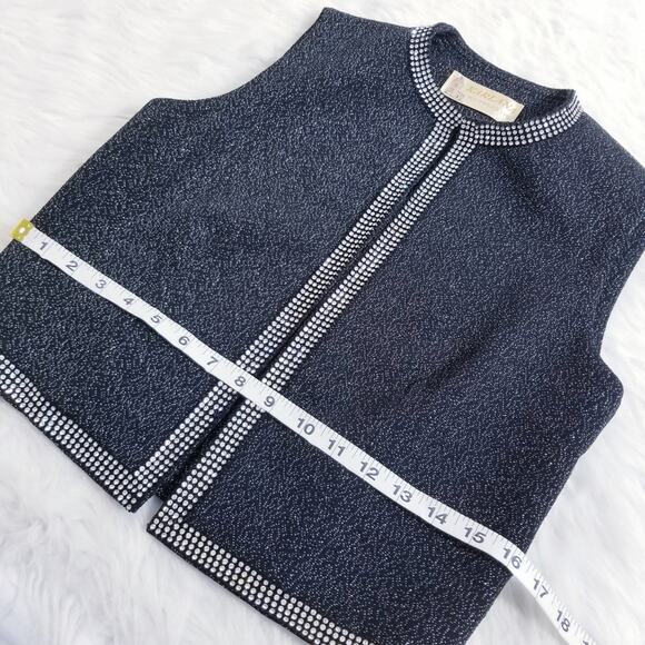 American Vintage Karlana Knit Wear Metallic Rhinestone Vest - Picture 6 of 12